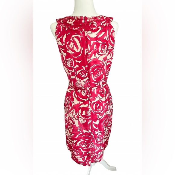 Kate Spade New York Minnie Rose Silk Dres 8 Belted Sleeveless Floral Pink White - Picture 8 of 15